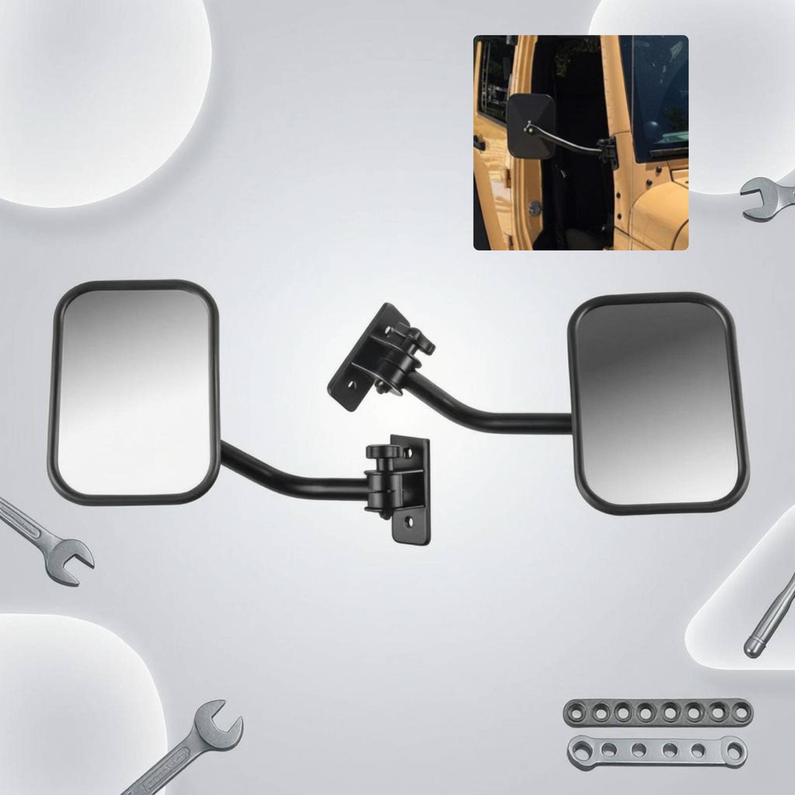 Glass Door Hinge - Espelho Retrovisor Off-Road com Braço Ajustável